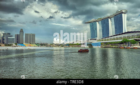 Vue de la Marina Bay Sands Resort und le Casino à Singapour, Singapour Banque D'Images