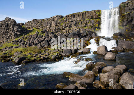 Oexararfoss Thingvellir-Nationalpark en cascade, l'Islande, Islande, le Parc National de Thingvellir Banque D'Images