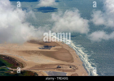 Plage et Mer de Wadden sur Eiderstedt, photo aérienne, l'Allemagne, Schleswig-Holstein, Schleswig-Holstein mer des Wadden Parc National Banque D'Images