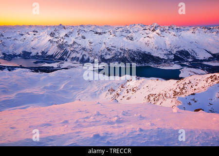 Vue depuis le Piz Corvatsch - NT 3451m, Suisse, Grisons, Oberengadin Banque D'Images