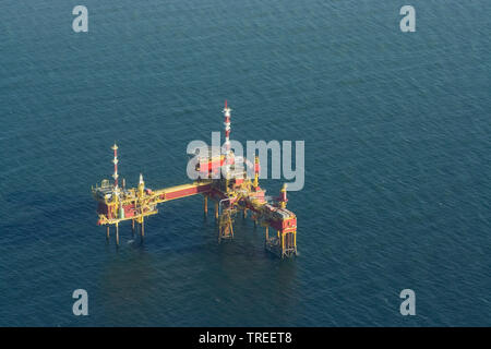 Plate-forme pétrolière dans la mer des Wadden, Pays-Bas, Frise Banque D'Images