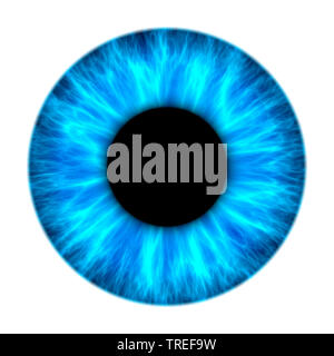 L'infographie, iris bleu contre fond blanc Banque D'Images
