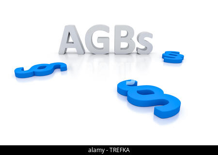 3D computer graphic, lettrage AGBs (Termes et conditions) et (loi) les alinéas, l'Europe, l'Allemagne, la Bavière