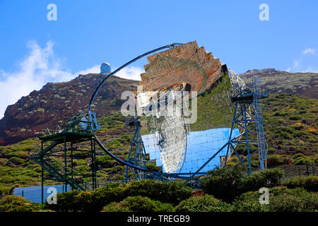 MAGIC telescope à l'Observatoire Roque de los Muchachos, aux îles Canaries, La Palma, El Paso Banque D'Images