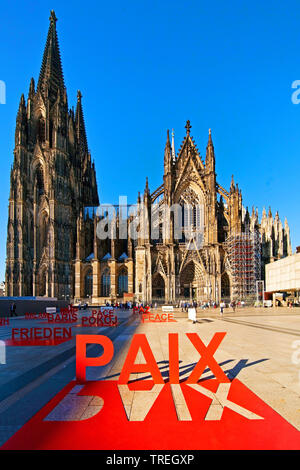 La cathédrale de Cologne, 2018 pèlerinage en souvenir de la fin de la Première Guerre mondiale, l'Allemagne, en Rhénanie du Nord-Westphalie, Cologne Banque D'Images