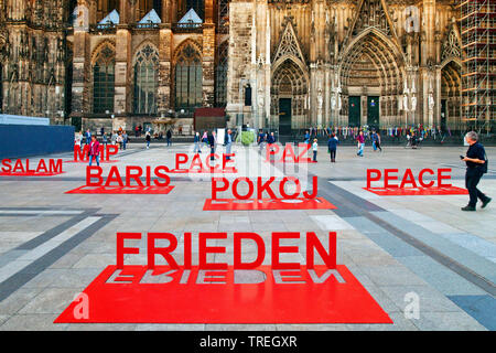 La cathédrale de Cologne, 2018 pèlerinage en souvenir de la fin de la Première Guerre mondiale, l'Allemagne, en Rhénanie du Nord-Westphalie, Cologne Banque D'Images