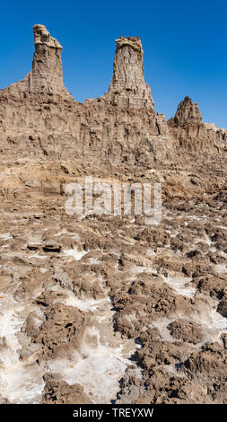 Concrétions de sel dans le site Dallol dépression Danakil en Ethiopie, l'Afrique. Banque D'Images