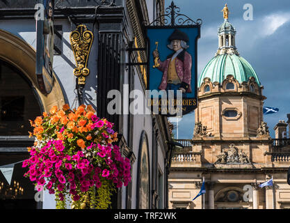 Deacon Brodies Tavern détail, Royal Mile, Édimbourg Banque D'Images