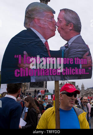 Les manifestants se rassembleront à Trafalgar Square pour protester contre l'atout de Donald. Westminster, London, UK. - 4 juin 2019. Banque D'Images