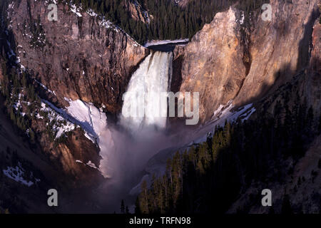 La Yellowstone River coule sur les 308 pieds de haut en bas tombe le Grand Canyon de la Yellowstone en parc national de Yellowstone Banque D'Images