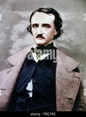 EDGAR ALLAN POE (1809-1849), auteur américain, éditeur et critique littéraire Banque D'Images