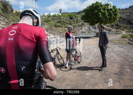 Chris Froome et Geriant Thomas, avec l'équipe d'INEOS les cyclistes aux camp d'entraînement d'altitude du mont Teide, Tenerife, Espagne Banque D'Images