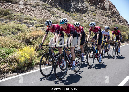 Chris Froome et Geriant Thomas, avec l'équipe d'INEOS les cyclistes aux camp d'entraînement d'altitude du mont Teide, Tenerife, Espagne Banque D'Images