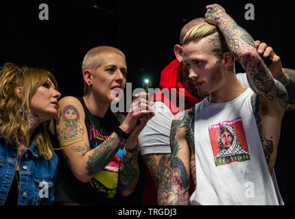 Corn Exchange, Édimbourg, Écosse, Royaume-Uni, 30 mars 2019. Convention de Tatouage écossais : passionnés et 200 artistes se rassemblent à la 9e réunion annuelle Banque D'Images