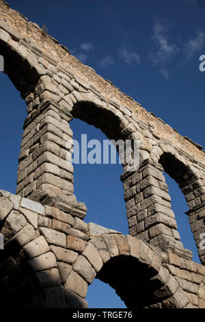 L'Aqueduc Romain du premier siècle à Ségovie en Castille-leon Espagne Banque D'Images