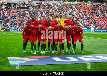 Ligne du Portugal jusqu'au début du match pour les nations de l'UEFA League au stade du Dragon le 5 juin, 2019 à Porto, Portugal. ( Score final ; Portugal 3:1 Suisse ) Banque D'Images