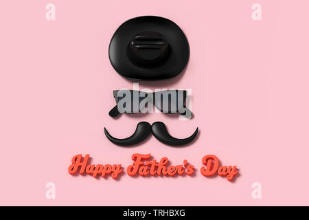 Le jour de père heureux caractères en trois dimensions pour le rendu 3D Carte de souhaits avec chemin de détourage. Banque D'Images