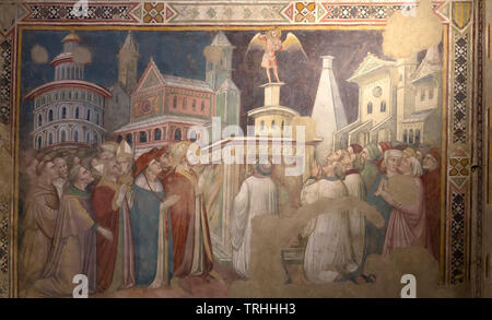 Apparition de l'Archange Michael à Grégoire le Grand, Spinello Aretino, 1404, chapelle Guasconi, Basilique de St François, la Basilique di San Francesco, Arez Banque D'Images