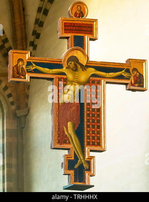 Crucifix Cimabue, 1267-71, basilique San Domenico, Arezzo, Toscane, Italie, Europe Banque D'Images