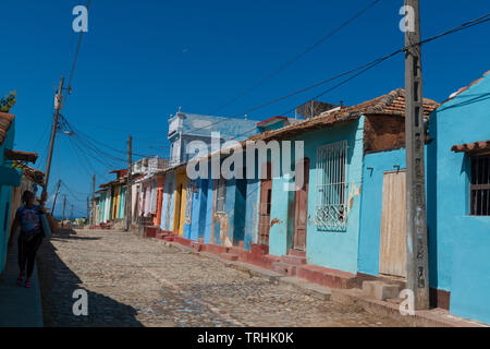 Maisons colorées de la vieille ville coloniale de Trinidad, Site du patrimoine mondial de l'UNESCO, dans la province de Sancti Spiritus, Cuba, Caraïbes Banque D'Images