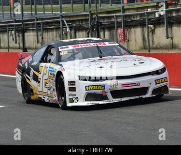 Jacques Villeneuve, Chevrolet Camaro, Élite 1, NASCAR, série euro-américaine VII Speedfest, Brands Hatch, juin 2019, automobiles, Autosport, voitures, cria Banque D'Images