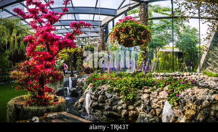 Singapour - 30 avril, 2019 : Entrée de la nouvelle attraction de Gardens By The Bay, floral fantaisie. Fantasy floral est la dernière attraction thématique à l'Ag Banque D'Images