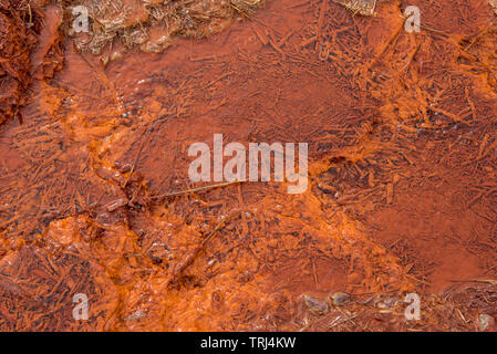 Source d'eau minérale riche en fer avec des dépôts rouges en Islande Banque D'Images