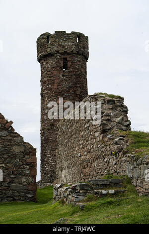 Tour Ronde et monastère, Château de Peel, Isle of Man, Royaume-Uni Banque D'Images