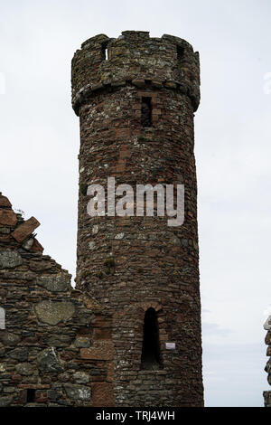 Tour Ronde et monastère, Château de Peel, Isle of Man, Royaume-Uni Banque D'Images