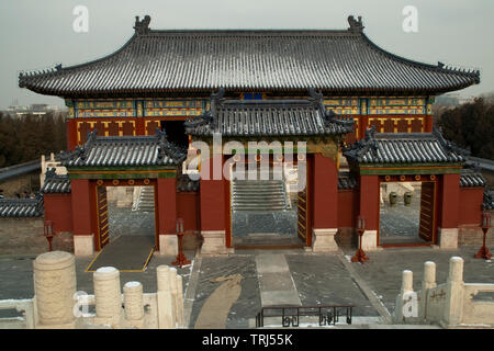 Beijing Chine, porte d'entrée de temple dans le complexe du Temple du Ciel Banque D'Images