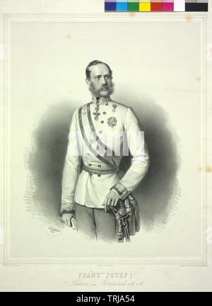 François-Joseph, Empereur d'Autriche, photo, en uniforme, lithographie de Joseph Kriehuber, Additional-Rights Clearance-Info-Not-Available- Banque D'Images