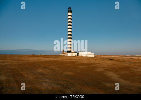 Leuchtturm à Dakhla. Dakhla, Sahara occidental, Maroc. Banque D'Images