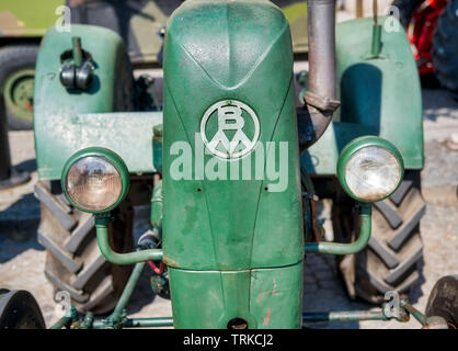 Vue frontale d'un tracteur Bolinder Munktell vintage Banque D'Images