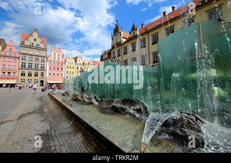 Wroclaw, une fontaine sur la place principale Banque D'Images