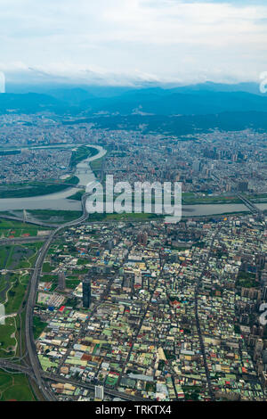 Vue aérienne de la ville de Taipei à Taipei, Taiwan. Banque D'Images