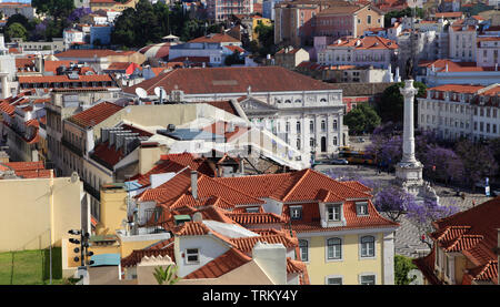 Portugal, Lisbonne, Baixa, Rossio, Praca Dom Pedro IV, Banque D'Images