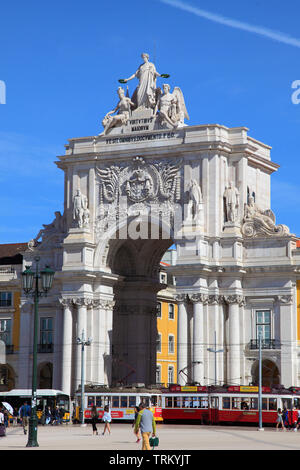 Portugal, Lisbonne, la Baixa, Praca do Comercio, Terreiro do Paco, Arco da Rua Augusta, Banque D'Images