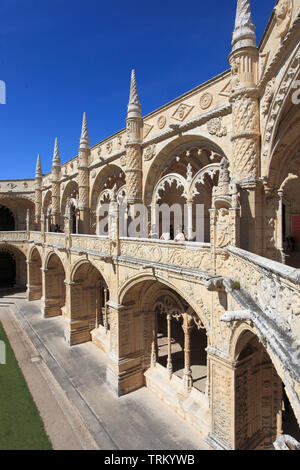 Portugal, Lisbonne, Belém, Monastère de Jeronimos, cloître, Banque D'Images