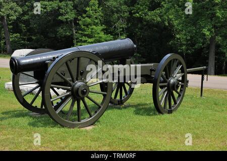 Cannon et limber à Gen. Grant's ligne de défense à la bataille de Shiloh dans le Tennessee. Banque D'Images