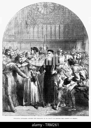 Wycliffe comparaissant devant les Prélats à St Paul's pour répondre à l'accusation d'hérésie, Illustration de John Cassell's Illustrated History of England, Vol. I à partir de la première période du règne de Édouard le quatrième, Cassell, Petter et Galpin, 1857 Banque D'Images