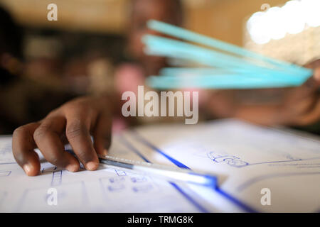 Mathématiques. Ecole primaire d'Adjallé. Lomé. Le Togo. Afrique de l'Ouest. Banque D'Images