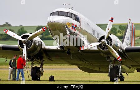 C-53D-N'Skytrooper (LN-WND) "petite Egypte" au-dessus de la Normandie, Daks Duxford le 4 juin 2019 commémorant le 75e anniversaire du Jour J Banque D'Images