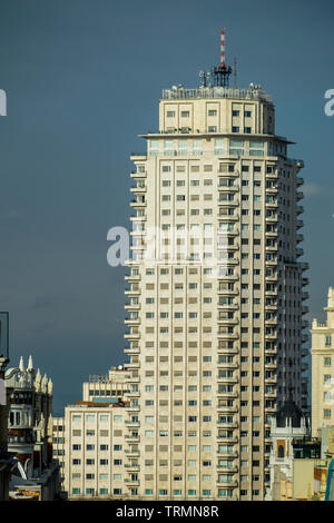 Skyline et une vue panoramique de Madrid pendant le réchauffement mondial et les mesures des émissions de gaz à effet de serre. Espagne Banque D'Images