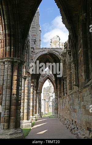 Côté nord du presbytère, l'abbaye de Whitby, municipalité de Scarborough, North Yorkshire, Angleterre, Grande-Bretagne, Royaume-Uni, UK, Europe Banque D'Images