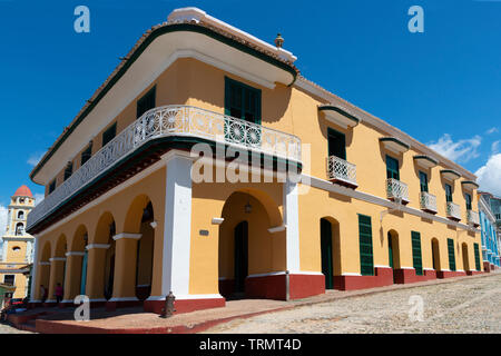 L'extérieur de l'Palacio Brunet (Musée Romantico) , Plaza Mayor, la place principale de la ville au patrimoine mondial de l'UNESCO de Trinidad, Cuba, Caraïbes Banque D'Images