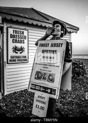 Le Brighton Crustacés & Oyster Bar, placard panneau publicitaire sur mannequin Banque D'Images