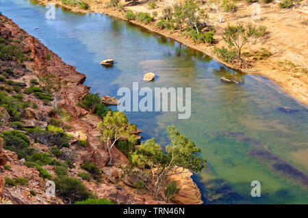 Murchison River de la Ross Graham Lookout - Kalbarri, WA, Australie Banque D'Images