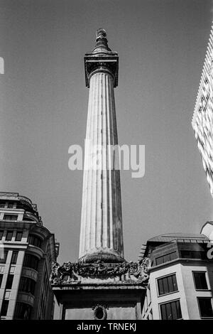 Le monument ou d'un monument au grand incendie de Londres entre le poisson Street Hill et Monument Street, Londres, Angleterre, Royaume-Uni. Banque D'Images