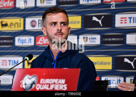 Code Pjanic (Bosnie Erzegovina Ed) au cours de la conférence de presse avant le match entre l'ITALIE ET LA BOSNIE ERZEGOVINA ED au Juventus Stadium le 10 juin , 2019 à Turin, Italie. Banque D'Images