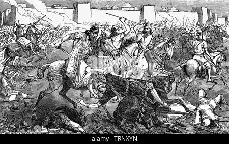 La bataille de Karkemish a été menée sur 605 BC entre les armées alliées de l'Égypte avec les restes de l'armée de l'ancien empire assyrien contre les armées de la Babylonie, alliés avec les Mèdes, les Perses et les Scythes. Les égyptiens se sont réunis toute la puissance de l'armée babylonienne médiane et dirigé par Nabuchodonosor II à Karkemish, où les forces égyptiennes et Assyriennes ont été détruits. L'Assyrie a cessé d'exister comme une puissance indépendante, et l'Egypte se retire et n'était plus une force importante dans le Proche Orient Ancien. Babylone a atteint son apogée économique après 605 av. Banque D'Images